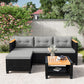 RoyalCraft 3-Piece Outdoor Patio Furniture Set, PE Wicker L-Shaped Sectional with Storage Table and Cushions, Small Rattan Conversation Set for Balcony Garden Deck