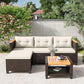 RoyalCraft 3-Piece Outdoor Patio Furniture Set, PE Wicker L-Shaped Sectional with Storage Table and Cushions, Small Rattan Conversation Set for Balcony Garden Deck