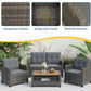 Royalcraft 4-Piece Wicker Patio Conversation Sets with Coffee Table, All Weather Patio Furniture Set with High Backrest, Outdoor Sectional Sofa Couch for Porch Balcony Backyard Deck, Grey