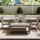 May in Color Aluminum 6 Pieces Patio Dining Sets, Outdoor Dining Table with 4 Chairs and Bench, Outdoor Patio Dining Furniture Set with Removable Cushion for Lawn, Garden, Backyard, Gray