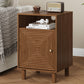 Royalcraft Nightstand with 1 Door, Modern Side Table with Charging Station,  Accent End Table with Solid Wood Legs, Bedside Table for Living Room, Bedroom, Entryway