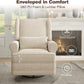 Royalcraft Swivel Nursery Glider Recliner, Comfy Upholstered Glider Chair with Lumbar Pillow and Footrest