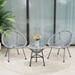 Royalcraft 3-Piece Outdoor Acapulco All-Weather Patio Conversation Bistro Set, Outdoor Woven Rope Chairs and Glass Top Table, 3 Piece Patio Bistro Set for Yard Balcony Poolside, Grey