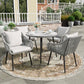 RoyalCraft 5-Piece Patio Dining Table Set, All Weather Twisted Rattan Furniture Set with Cushions, Outdoor Dining Table Chair Set with Umbrella Hole, Ideal for Backyard Balcony Deck Garden, Grey