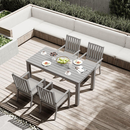 May in Color Aluminum 5 Pieces Patio Dining Sets, Outdoor Dining Table with 4 Chairs, Outdoor Patio Dining Furniture Set with Removable Cushion for Lawn, Garden, Backyard, Gray