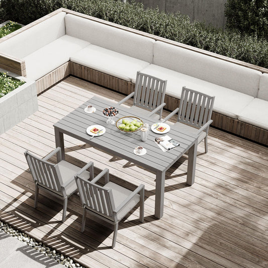 May in Color Aluminum 5 Pieces Patio Dining Sets, Outdoor Dining Table with 4 Chairs, Outdoor Patio Dining Furniture Set with Removable Cushion for Lawn, Garden, Backyard, Gray