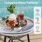 Royalcraft 3-Piece Outdoor Acapulco All-Weather Patio Conversation Bistro Set, Outdoor Woven Rope Chairs and Glass Top Table, 3 Piece Patio Bistro Set for Yard Balcony Poolside, Grey