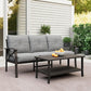 May in color Metal Outdoor Couch, All-Weather Metal Patio 3-seat Sofa with Soft Thick Cushions, Patio Sofa Couch for Porch Backyard Garden, Grey