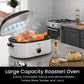 Sunvivi Roaster Oven with Self-Basting Lid, 18qt Electric Roaster with Removable Pan & Rack, Turkey Roaster Oven with Defrost & Warm Function, Stainless Steel, White