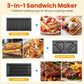 Heynemo 3-in-1 Electric Sandwich Maker & Waffle Grill, 850W Panini Press with Non-Stick Removable Plates & Tempered Glass Top, Cool Touch Handle, Easy to Clean, Black