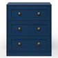 May in Color Blue Nightstands Set of 2, Modern 3-Drawer Bedside Tables with Gold Knobs, Wooden End Tables for Bedroom, Living Room, Hallway, or Closet