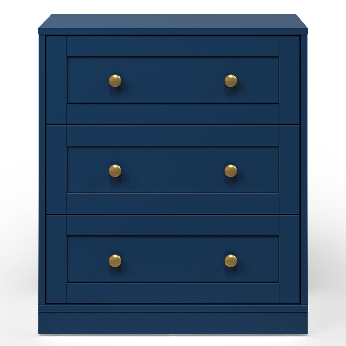 May in Color Blue Nightstands Set of 2, Modern 3-Drawer Bedside Tables with Gold Knobs, Wooden End Tables for Bedroom, Living Room, Hallway, or Closet
