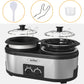 Sunvivi 2 in 1 Slow Cooker and Rice Cooker, Multi Slow Cooker with 1.5 QT Ceramic Pot & 3 Cup Rice Cooker , Non-Stick Aluminum Pot & Indicator Lights, Dual Control Knob, Stainless Steel