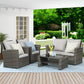 Superjoe 4 Pcs Outdoor Patio Furniture Set Wicker Sectional Sofa with Coffee Table,Gray