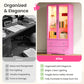 Heynemo 64'' Tall Display Cabinet with Acrylic Doors and LED Lights, Pink