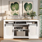Mayincolor Farmhouse TV Stand for 65+ Inch TV, Tall Entertainment Center, Rustic TV Console with Sliding Bar Door for Living Room (Wood-Tone and White)