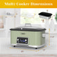 Heynemo 8QT 12-in-1 Programmable Slow Cooker, Multi-Cooker with Timer, Temperature Control, Removable Non-Stick Pot & Dishwasher-Safe Glass Lid, Green