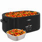 Sunvivi 24 Quart Electric Turkey Roaster Oven with Visible Glass Lid,Removable Pan & Rack, Stainless Steel, Black
