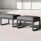 Royalcraft 2 Pieces Aluminum Outdoor Patio Ottoman Set, Outdoor Foot Stools with Thick Cushion, Small Seat Furniture for Porch Balcony Backyard, Grey