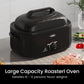 Sunvivi Roaster Oven with Self-Basting Lid, 18qt Electric Roaster with Removable Pan & Rack, Turkey Roaster Oven with Defrost & Warm Function, Stainless Steel, Black