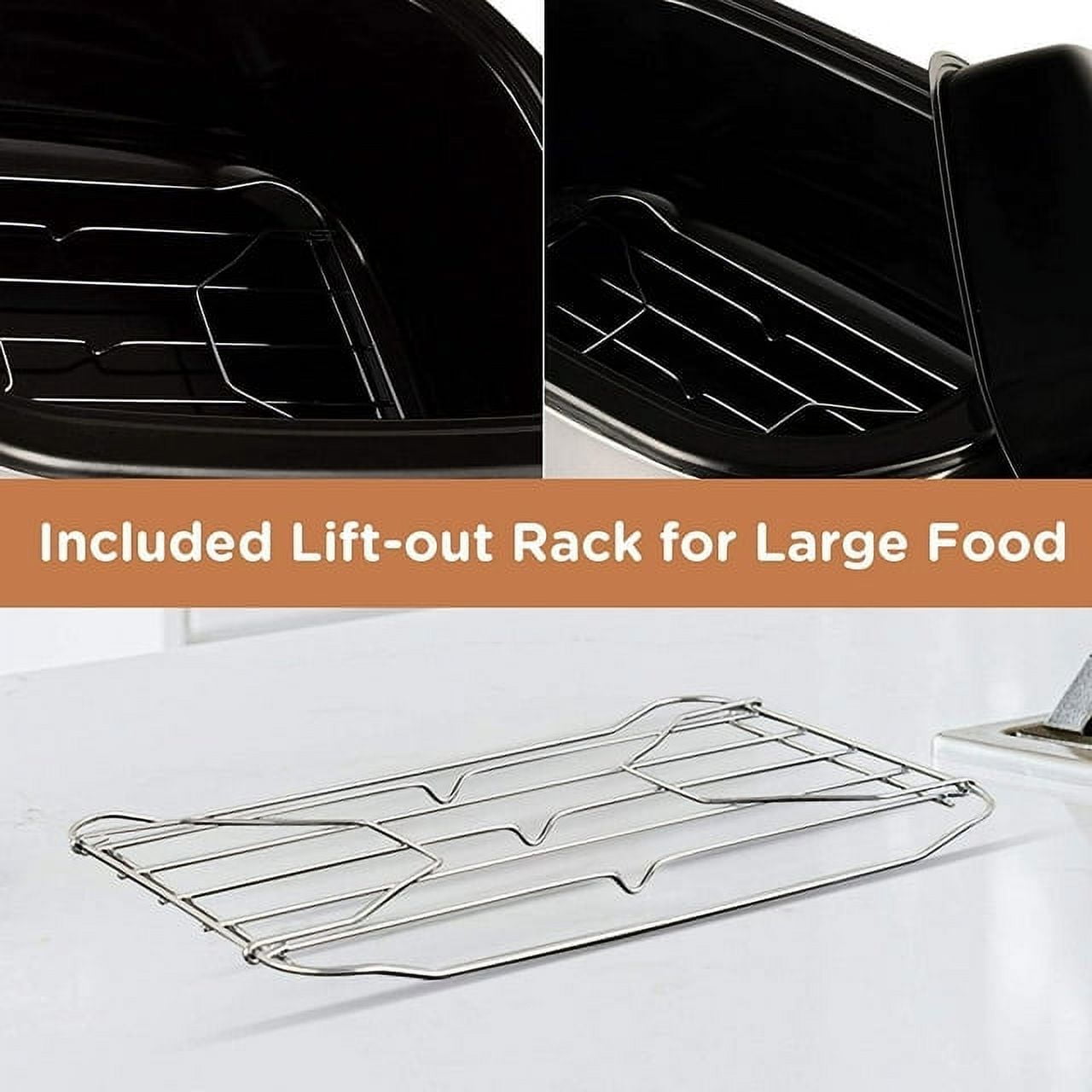 Superjoe 24 QT Electric Roaster Oven, Stainless Steel Roaster Pan with Self-Basting Lid Removable Insert Pot, Silver