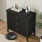 Heynemo Black 3 Drawer Dresser, Painted 30 Inch Tall Wood Nightstand with Storage, Wide Modern Chest of Drawers with Ball Bearing Slide for Bedroom Hallway Living Room Entryway Office