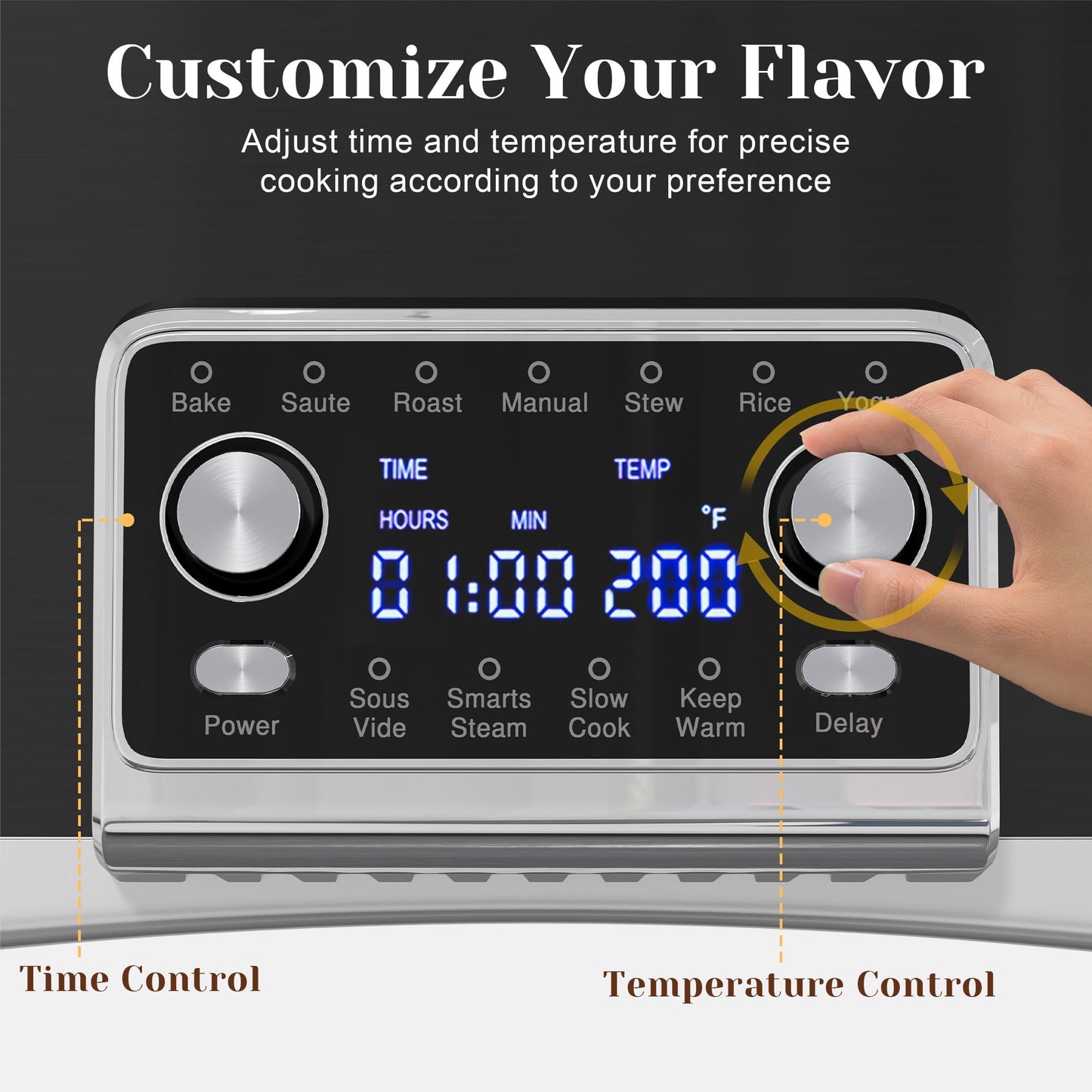 Heynemo 8QT 12-in-1 Programmable Slow Cooker, Multi-Cooker with Timer, Temperature Control, Removable Non-Stick Pot & Dishwasher-Safe Glass Lid, Black