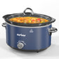 Heynemo 4 Quart Slow Cooker, Mini Food Warmer with Removable Ceramic Pot, 3 Heat Settings, Dishwasher Safe Lid, Stainless Steel, Blue
