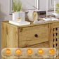 RoyalCraft Accent Cabinet with Doors, Entryway Cabinet with Oak Legs, Wooden Decorative Sideboard with Adjustable Shelf & Doors for Living Room (Natural With Door & 3 Drawers, 2)