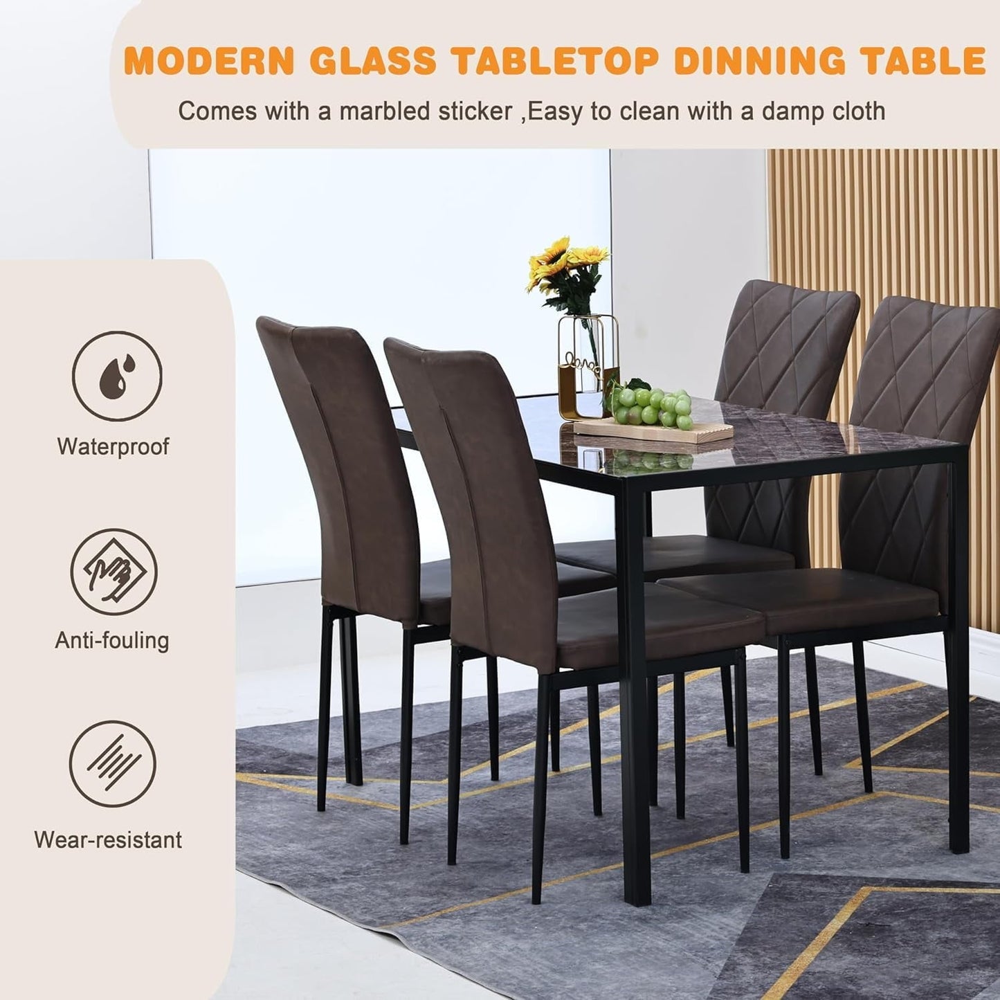 RoyalCraft  47" Dining Table for 2-4People, Rectangular Kitchen & Dining Room Tables for Eating Dinner¡ê?Black