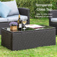 Royalcraft 9 Pieces Patio Furniture Set, All Weather PE Wicker Rattan Outdoor Sectional Sofa with Coffee Table and Navy Blue Cushion, Outdoor Furniture for Lawn Backyard Poolside Porch