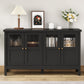 Heynemo Wood Sideboard Credenza with Storage, Buffet Cabinet with Adjustable Shelves, Accent Cabinet with Acrylic Accents for Living Room, Dining Room, Entryway