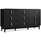 Heynemo Fluted Chest of 9 Drawers, Black Modern 9 Drawer Dresser with Gold Metal Handles, Wide Storage Dresser Cabinet for Bedroom Living Room