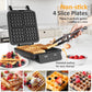 Heynemo 4-Slice Waffle Maker With Nonstick Surface - LCD, Time & Temp Control - Stainless Steel, Silver
