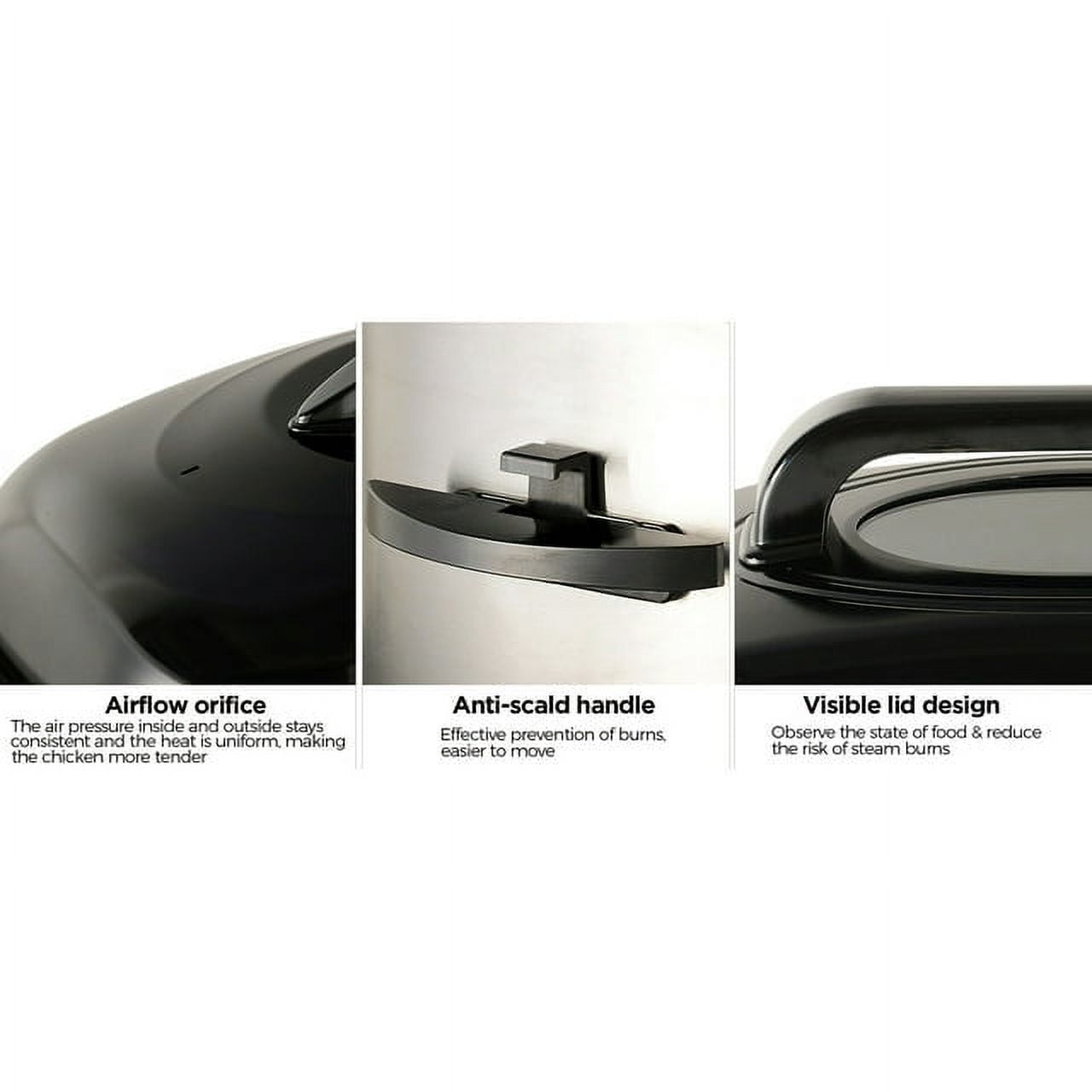 Superjoe 24 QT Electric Roaster Oven, Stainless Steel Self-Basting Lid Removable Pan, Black