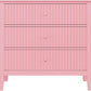 May in Color Pink Fluted Nightstand with 3 Drawers, Modern Bedroom End Table, Wood Bedside Table