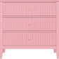 May in Color Fluted Wide Nightstand for Bedroom, Large Pink End Table with 3 Drawer, for Home and Office