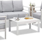 Superjoe Outdoor 2 Seats Patio Aluminum Loveseat Furniture, All-Weather Sofa Couch White Metal Chair with Cushions, Light Grey