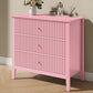 Heynemo 30" Large Dresser with 3 Drawers, Pink Modern Wood Nightstand with Ball Bearing Slides, Wide Storage Chest for Bedroom, Living Room, Entryway or Office
