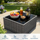Royalcraft Outdoor Patio Set,5 Pcs PE Wicker Rattan Outdoor Furniture Set, Tempered Glass Coffee Table, Grey