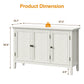 Royalcraft 3-Door Buffet Cabinet with Storage, Bohemian Sideboard with Adjustable Shelves, Wood Credenza Cabinet, Console Table for Bedroom, Living Room, Dining Room, Hallway, Grayish-White