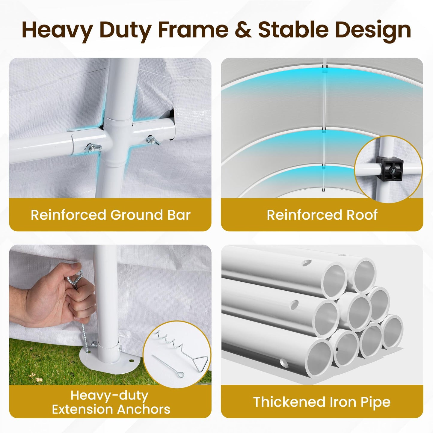 Heynemo 10' x 15' Heavy Duty Carport with Weatherproof PE Cover and Steel Frame, Portable Outdoor Car Canopy Party Tent with 2 Roll up Doors