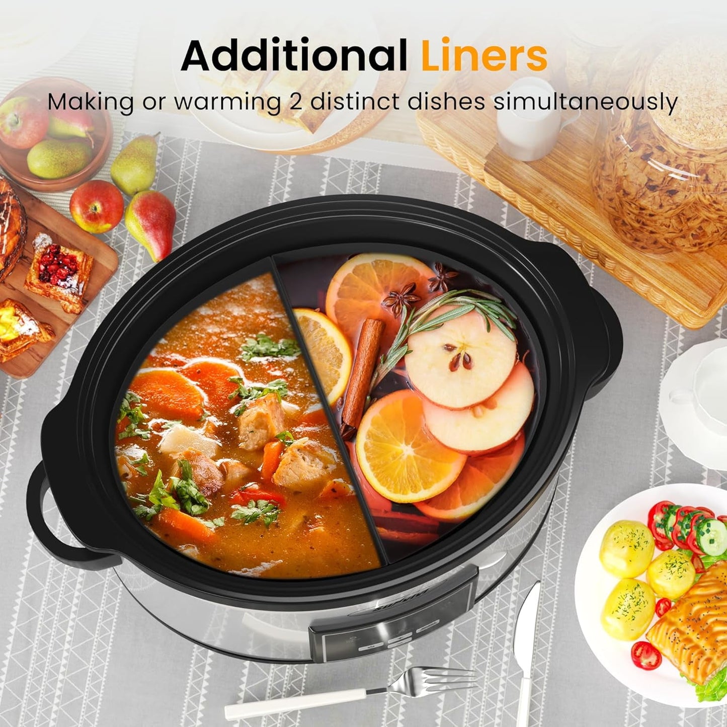 Sunvivi Programmable 6 qt 2-Crock Black Slow Cookers