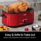 Sunvivi Roaster Oven with Self-Basting Lid, 24qt Electric Roaster with Removable Pan & Rack, Turkey Roaster Oven with Defrost & Warm Function, Stainless Steel, Red