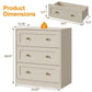 May in Color 3 Drawer Nightstand Set of 2, Modern Wood End Table with Gold Knobs, Beige