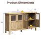 Heynemo Wood Sideboard Credenza with Storage, Buffet Cabinet with Adjustable Shelves, Accent Cabinet with Acrylic Accents for Living Room, Dining Room, Entryway