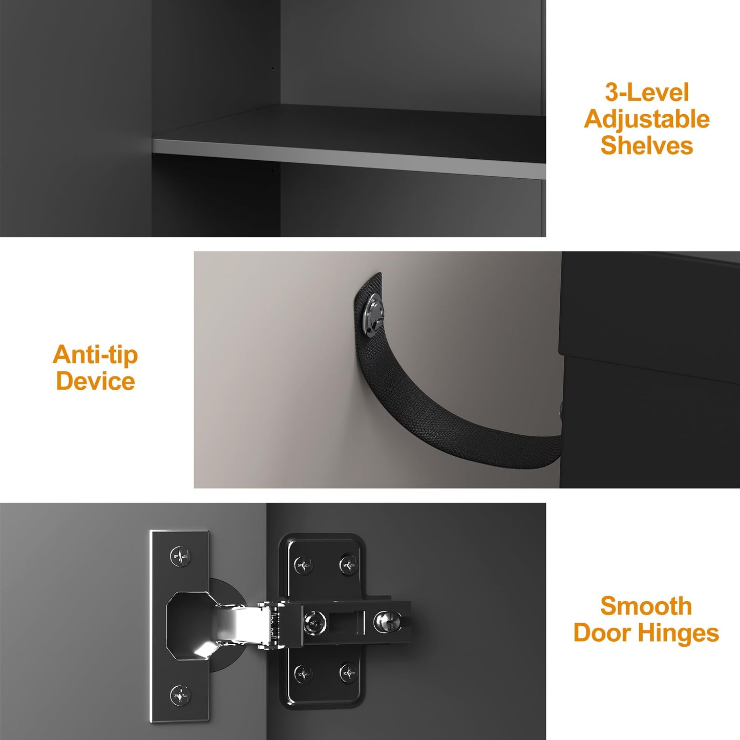 May in Color Sideboard Buffet with Storage Cabinet, 56" Modern Sideboard for Entryway, Dining Room, Living Room, Black
