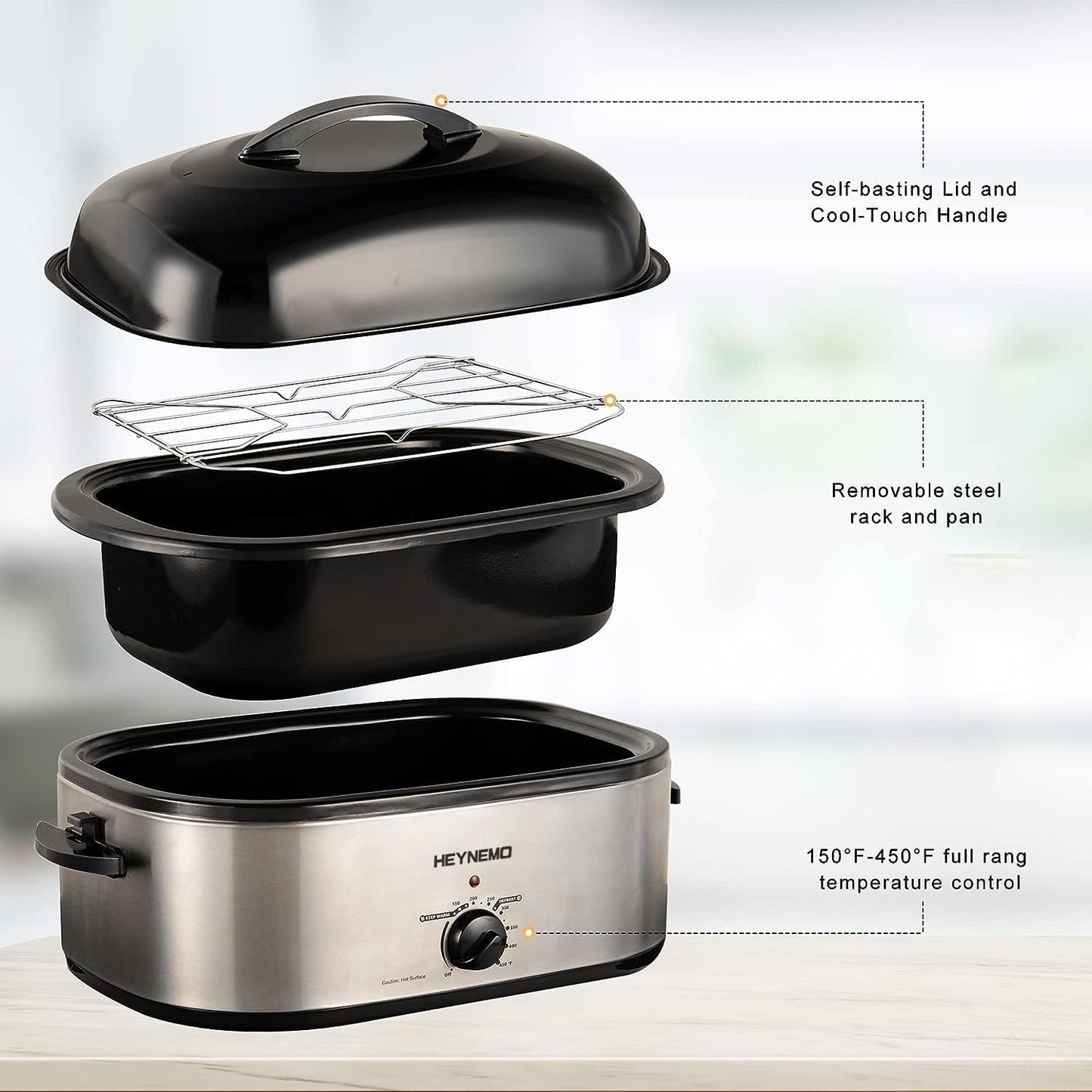 Superjoe 20 Quart Electric Roaster Oven with Self-Basting Lid & Removable Pan,Stainless Steel,Sliver,1 PCS