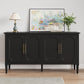 May in Color Buffet Sideboard Table Set of 2, 59'' Mid Century Modern Console Table, Media Cabinet with 4 Doors, Accent Cabinet Wood Sideboard, for Entryway, Living Room, Dining Room, Black
