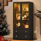 Heynemo 64'' Tall Display Cabinet with Acrylic Doors and LED Lights, Black